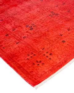 Contemporary Overdyed Hand Knotted Wool Pink Runner