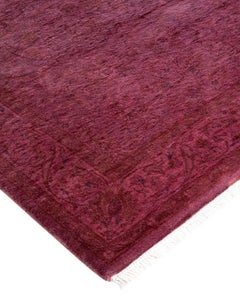 Contemporary Overdyed Hand Knotted Wool Pink Runner