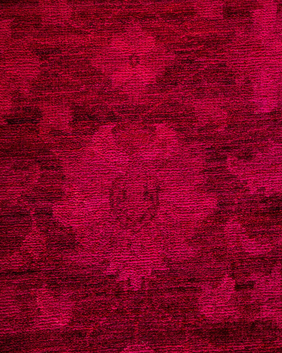 Pakistani Contemporary Overdyed Hand Knotted Wool Pink Runner For Sale