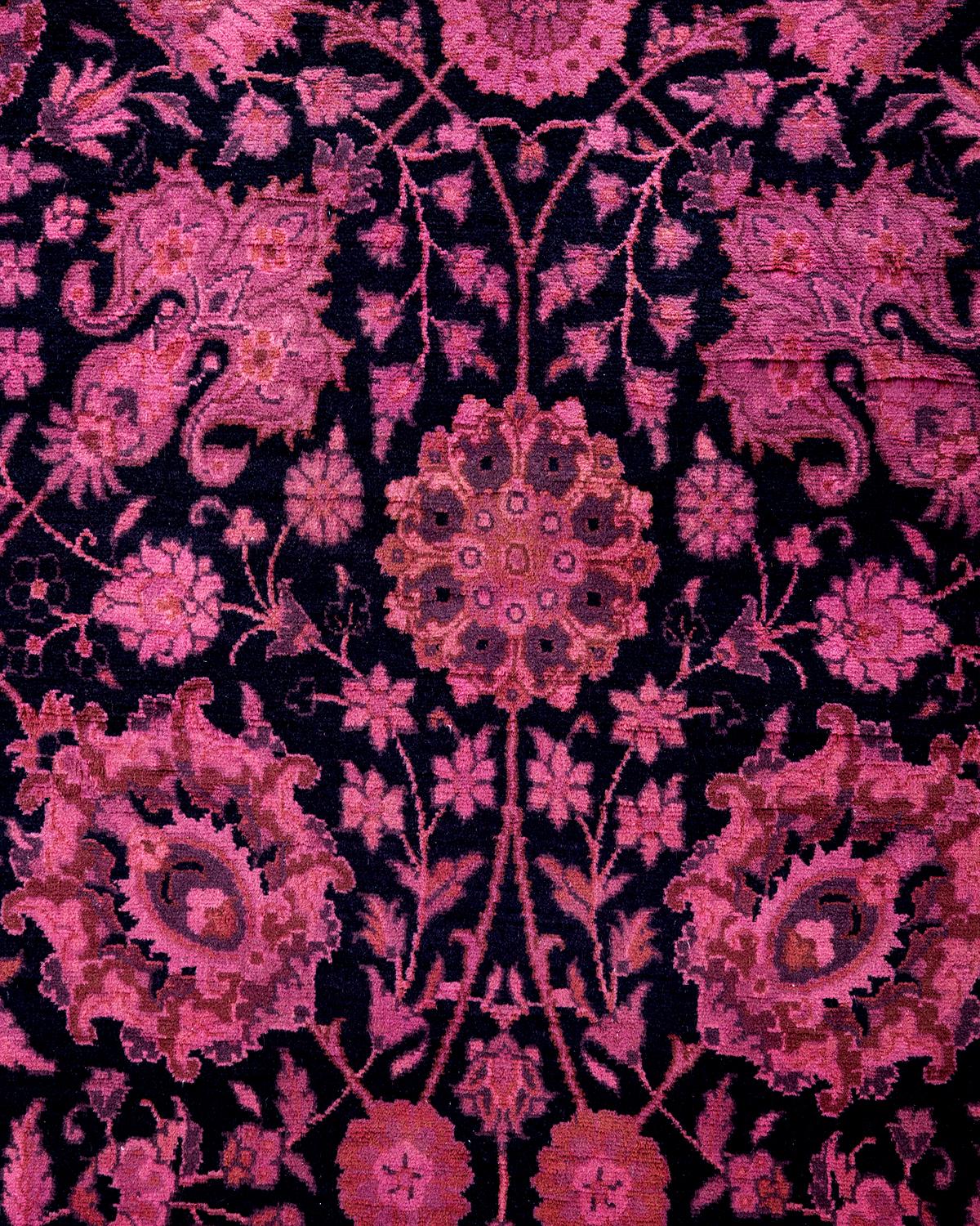 Traves de Mesa Contemporáneo Overdyed Hand Knotted Lana Rosa Pakistaní en venta