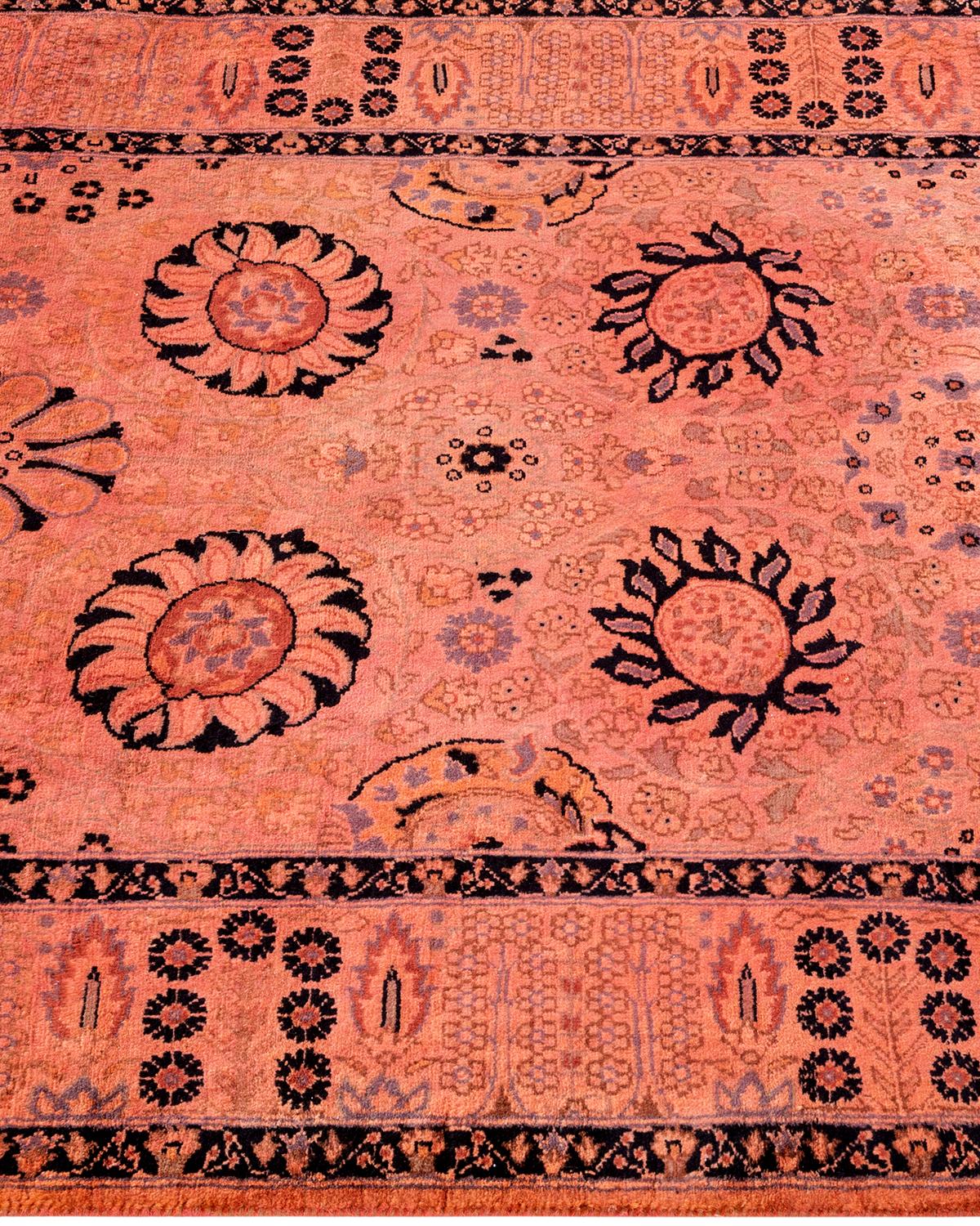 Contemporary Overdyed Hand Knotted Wool Pink Runner In New Condition For Sale In Norwalk, CT