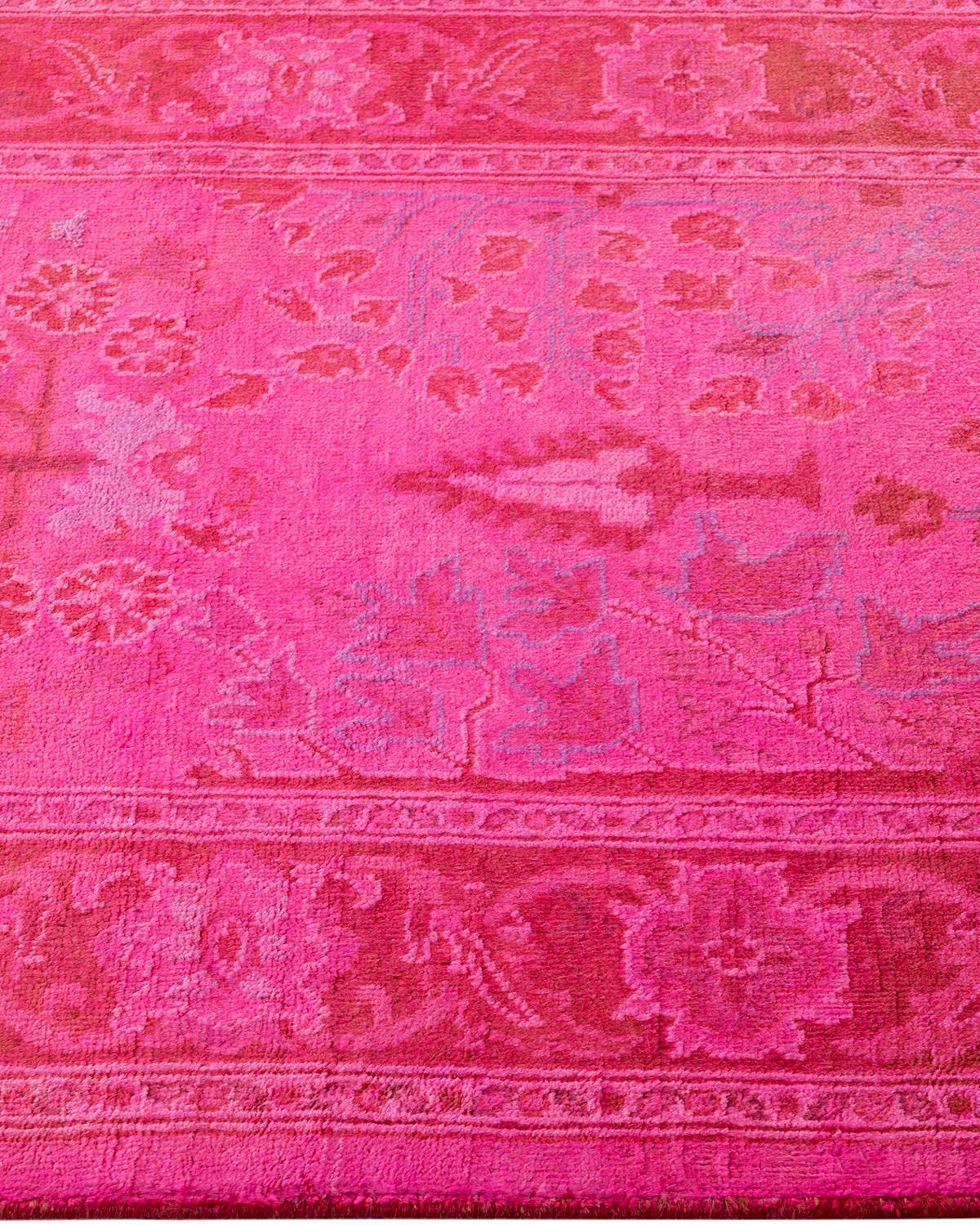 Contemporary Overdyed Hand Knotted Wool Pink Runner im Zustand „Neu“ im Angebot in Norwalk, CT