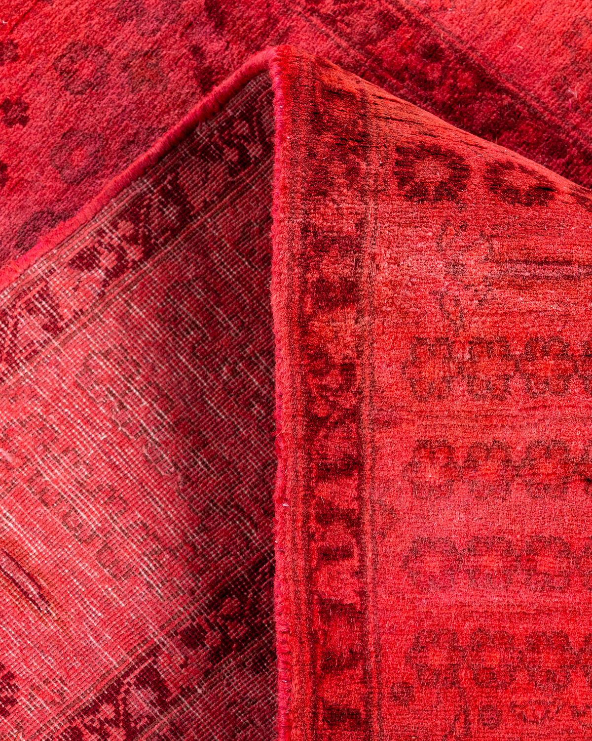 Traves de Mesa Contemporáneo Overdyed Hand Knotted Lana Rosa en venta 1