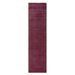 Contemporary Overdyed Hand Knotted Wool Pink Runner
