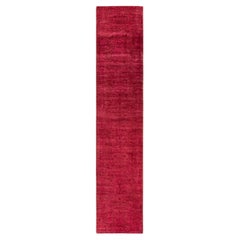 Contemporary Overdyed Hand Knotted Wool Pink Runner