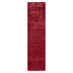 Contemporary Overdyed Hand Knotted Wool Pink Square Area Rug