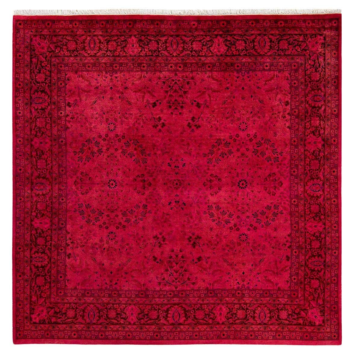 Contemporary Overdyed Hand Knotted Wool Pink Square Area Rug For Sale ...