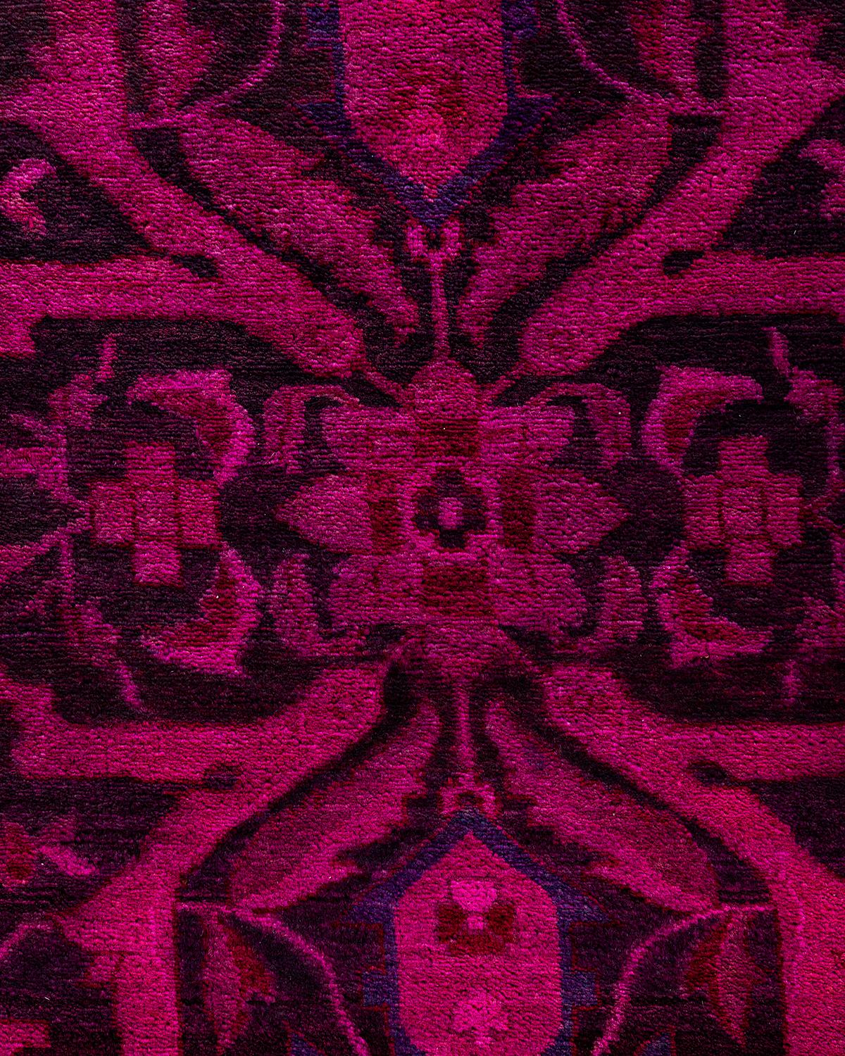 Pakistani Contemporary Overdyed Hand Knotted Wool Purple Area Rug 10' 1