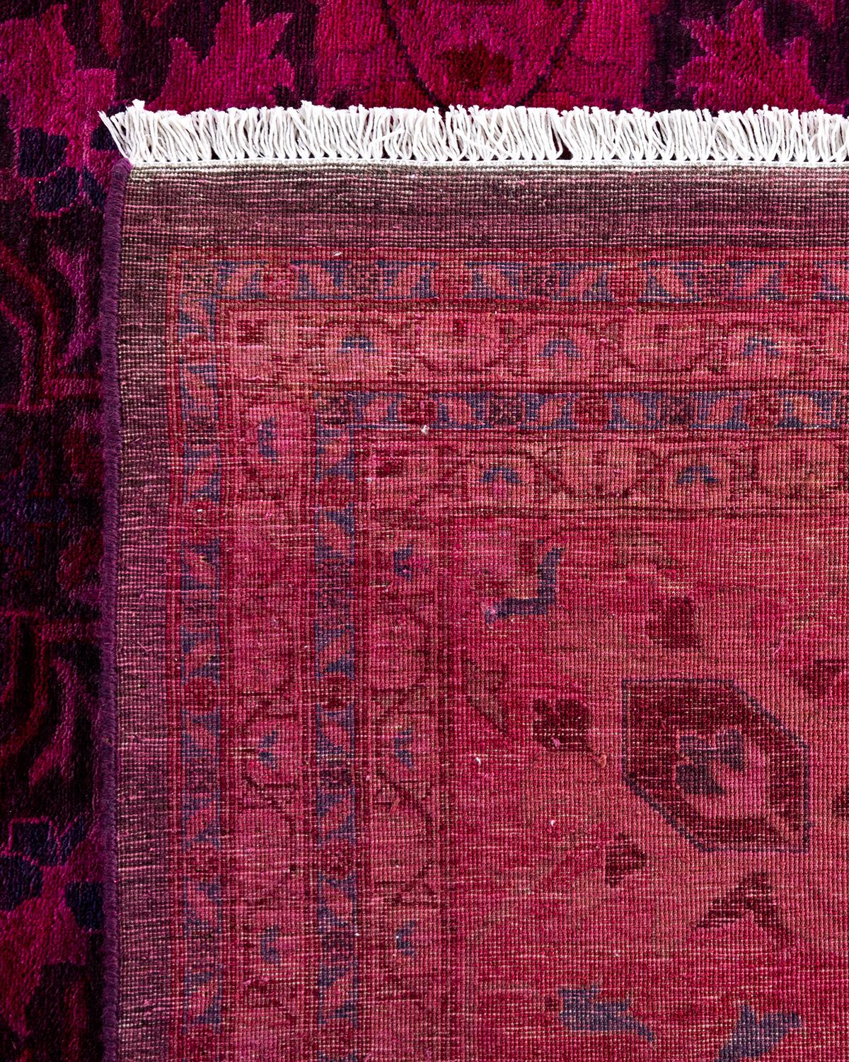 Contemporary Overdyed Hand Knotted Wool Purple Area Rug 10' 1