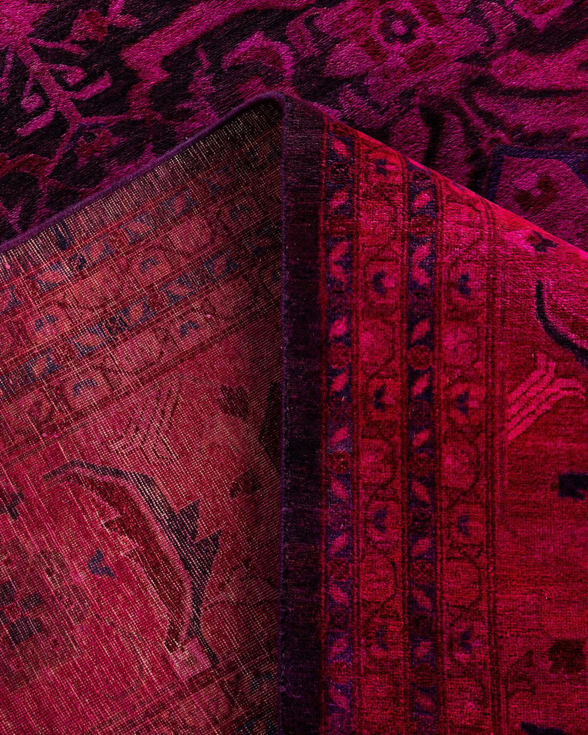 Contemporary Overdyed Hand Knotted Wool Purple Area Rug 10' 1