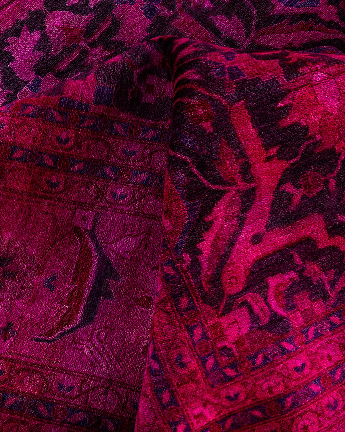 Contemporary Overdyed Hand Knotted Wool Purple Area Rug 10' 1