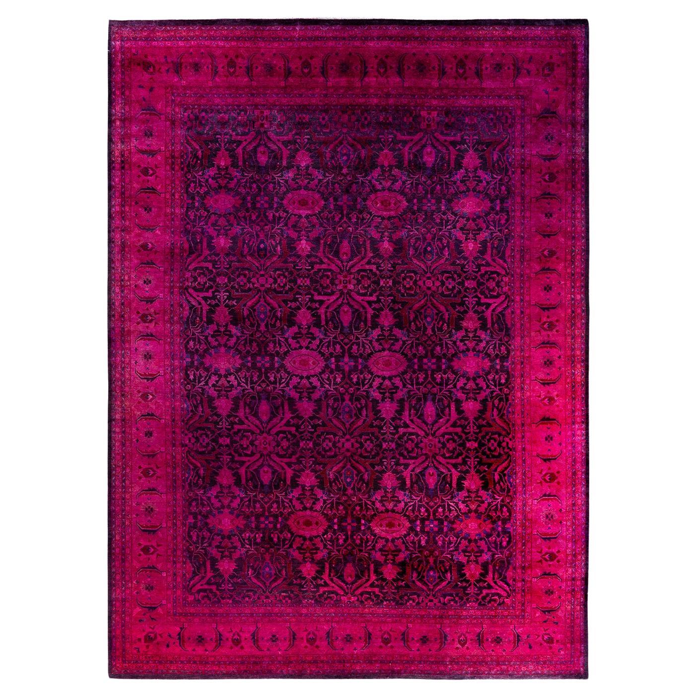 Contemporary Overdyed Hand Knotted Wool Purple Area Rug 10' 1" x 14' 3"