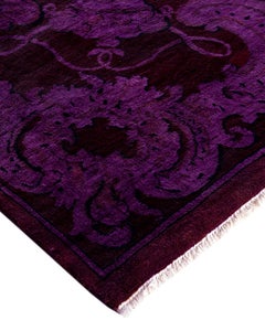 Contemporary Overdyed Hand Knotted Wool Purple Area Rug 10' 2" x 14' 0"