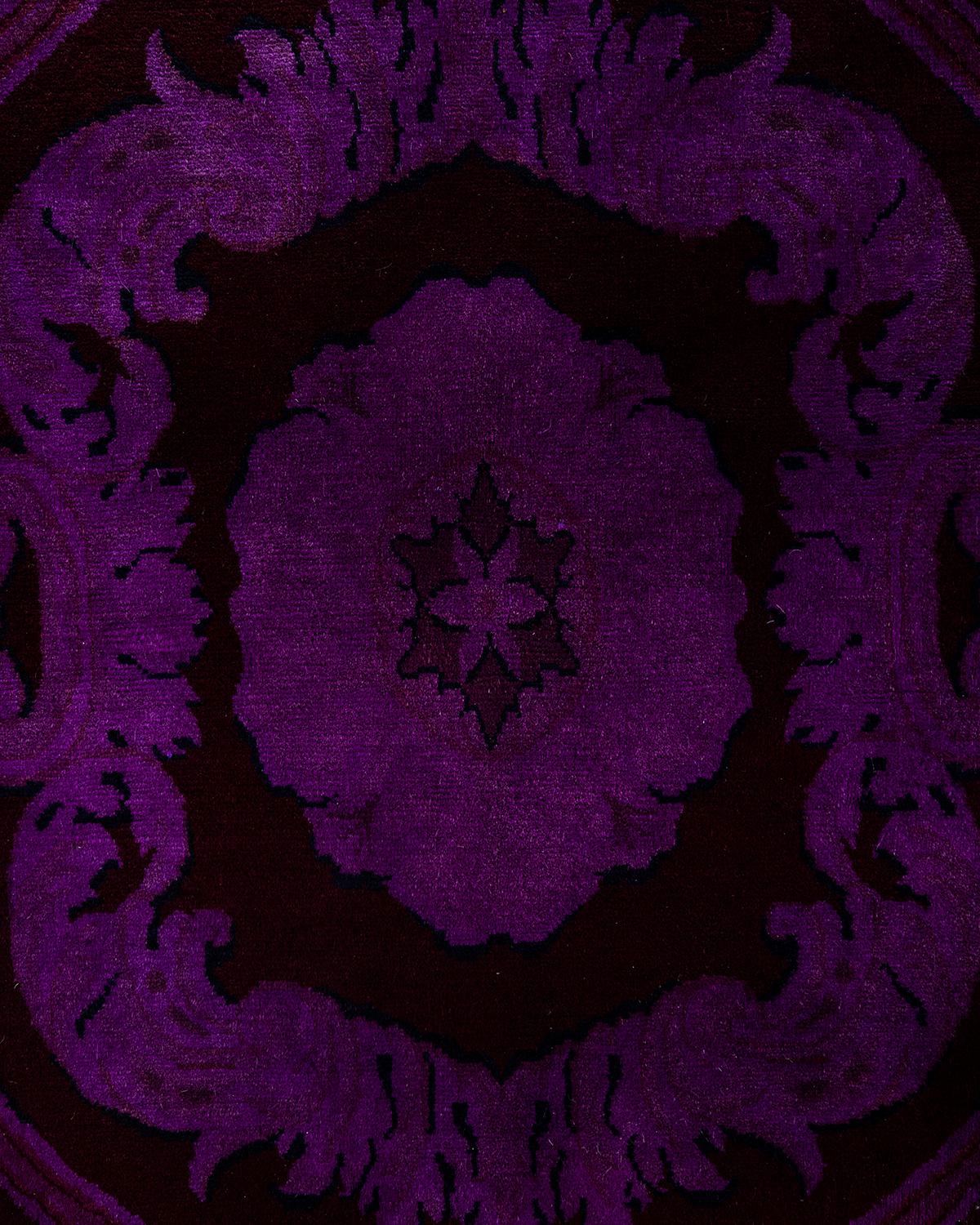 Pakistani Contemporary Overdyed Hand Knotted Wool Purple Area Rug 10' 2