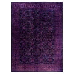 Contemporary Overdyed Hand Knotted Wool Purple Area Rug 10
 4" x 14
 2"