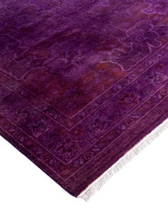 Contemporary Overdyed Hand Knotted Wool Purple Area Rug 11' 4" x 18' 6"