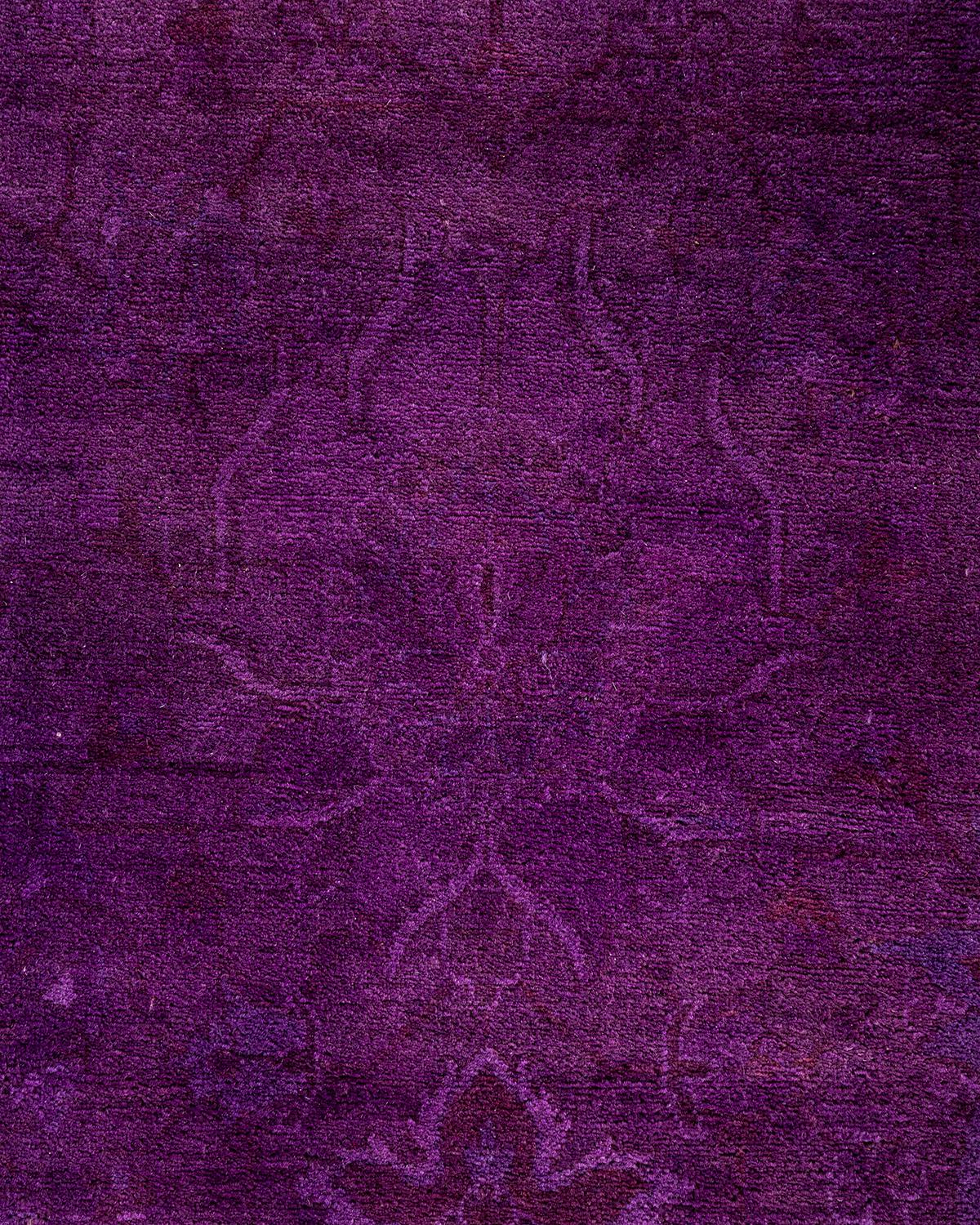 Alfombra contemporánea de lana teñida a mano de color púrpura 11' 4