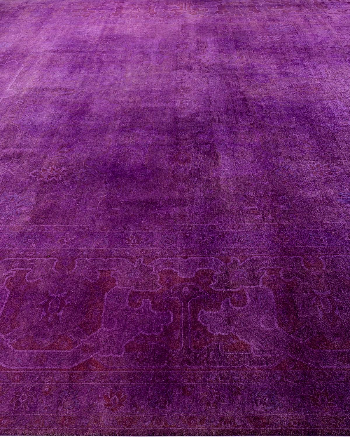 Alfombra contemporánea de lana teñida a mano de color púrpura 11' 4
