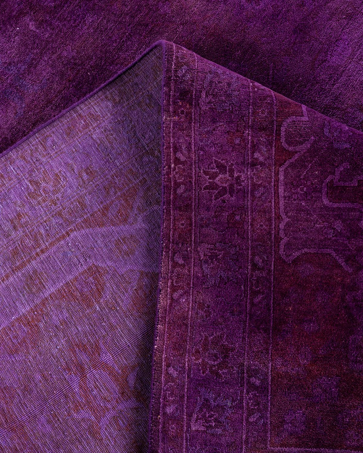 Alfombra contemporánea de lana teñida a mano de color púrpura 11' 4