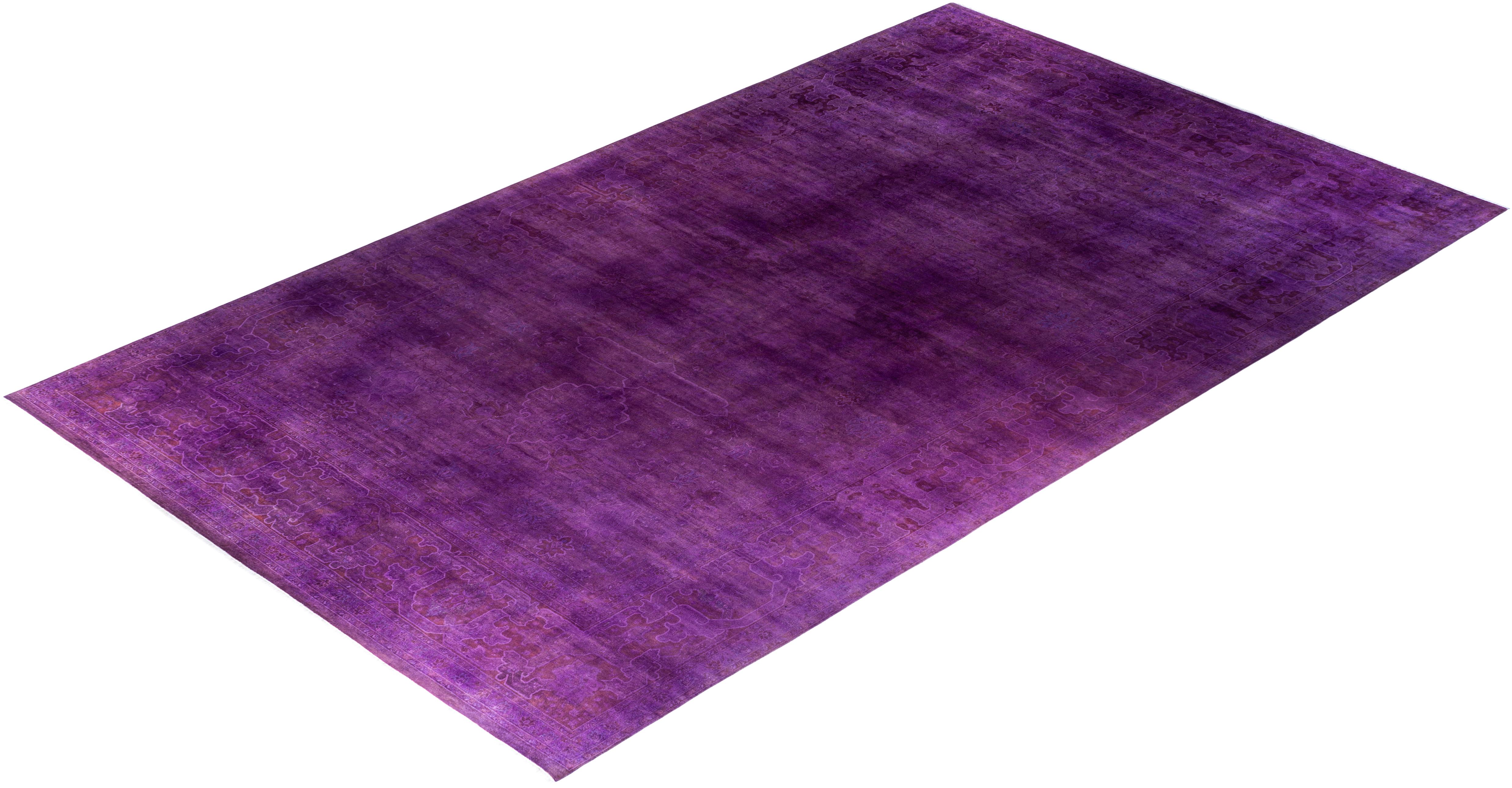 Alfombra contemporánea de lana teñida a mano de color púrpura 11' 4