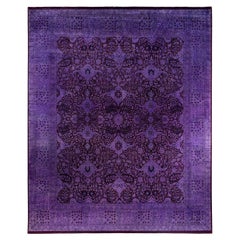 Contemporary Overdyed Hand Knotted Wool Purple Area Rug 12' 3" x 15' 0"