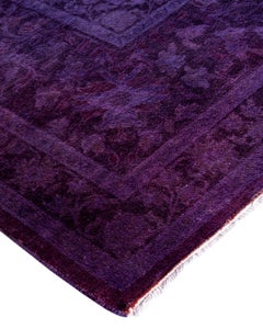 Contemporary Overdyed Hand Knotted Wool Purple Area Rug 12' 3" x 17' 6"