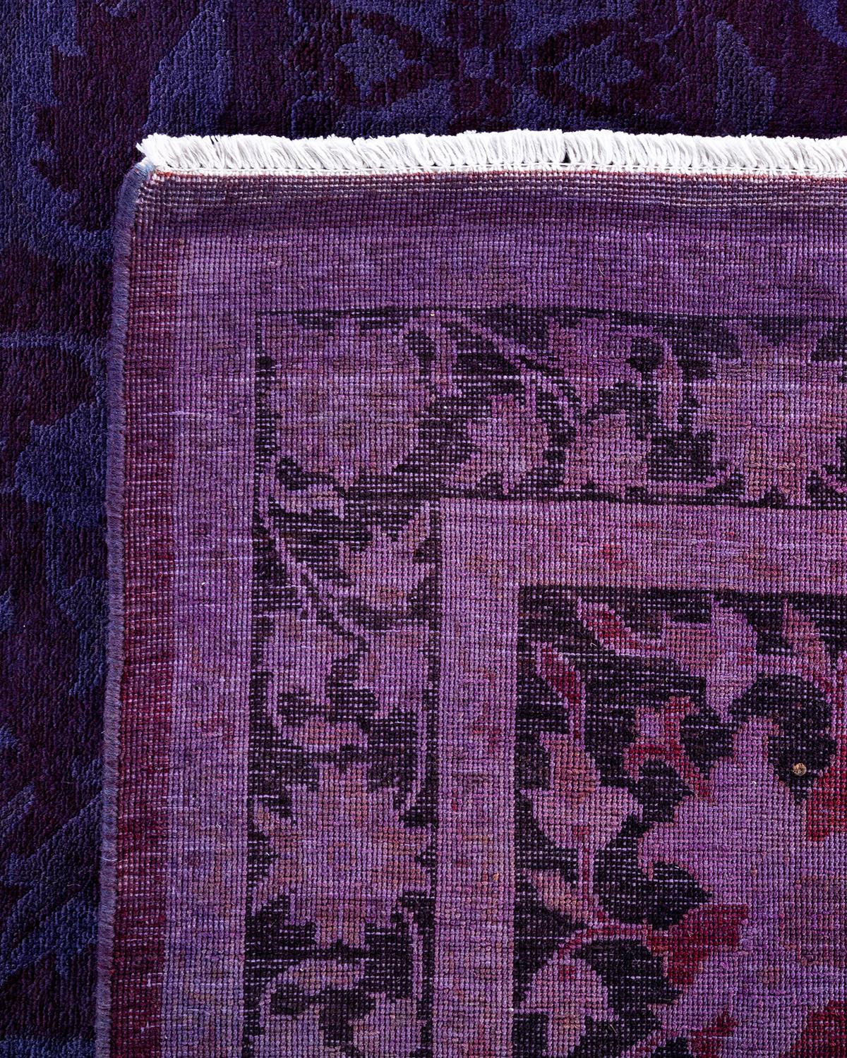 XXI secolo e contemporaneo Contemporary Overdyed Hand Knots Rugs, Tappeto di lana viola 12' 3