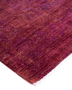 Contemporary Overdyed Hand Knotted Wool Purple Area Rug 3' 2" x 5' 3"