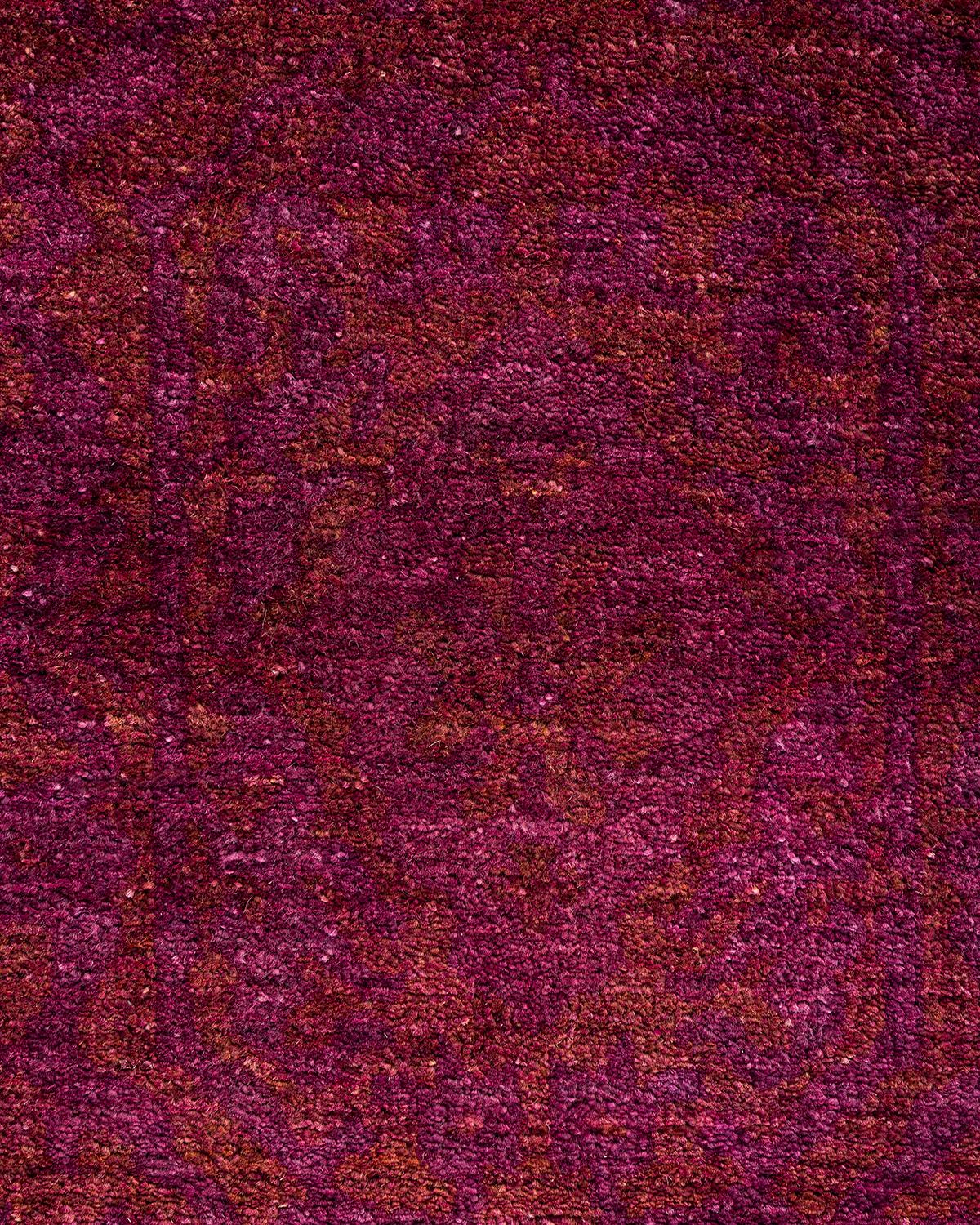 Zeitgenössische Overdyed handgeknüpfte Wolle lila Bereich Teppich 3' 2