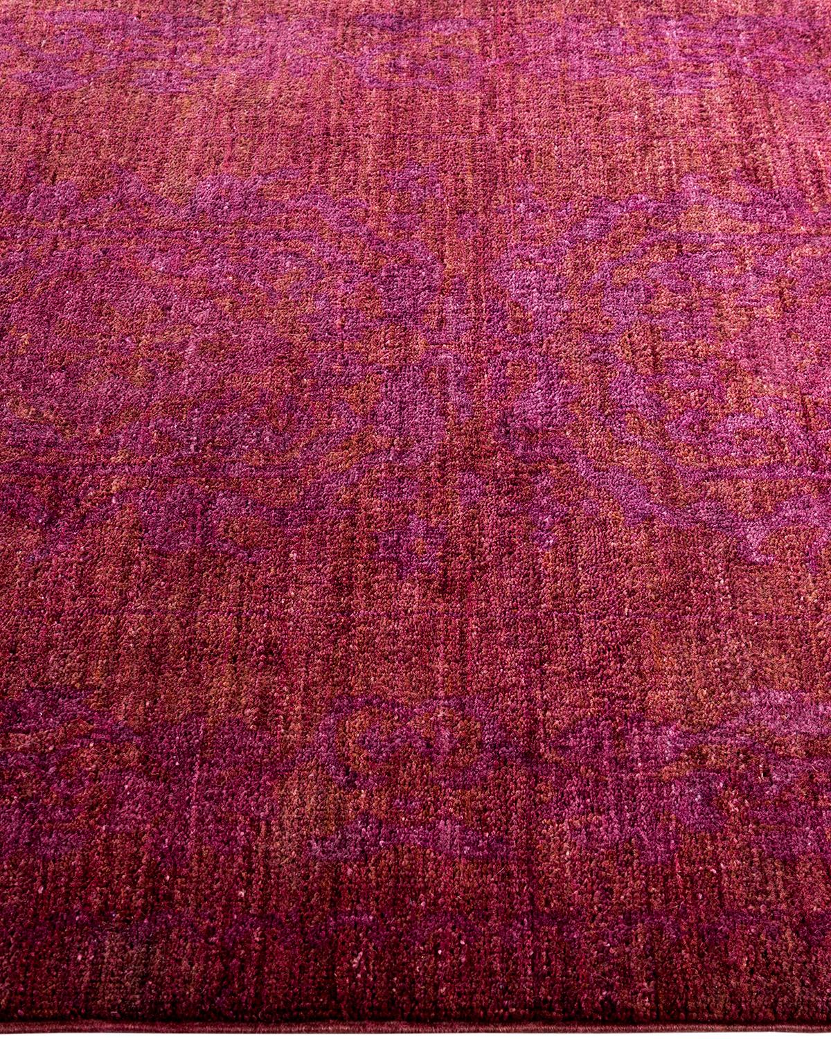 Zeitgenössische Overdyed handgeknüpfte Wolle lila Bereich Teppich 3' 2