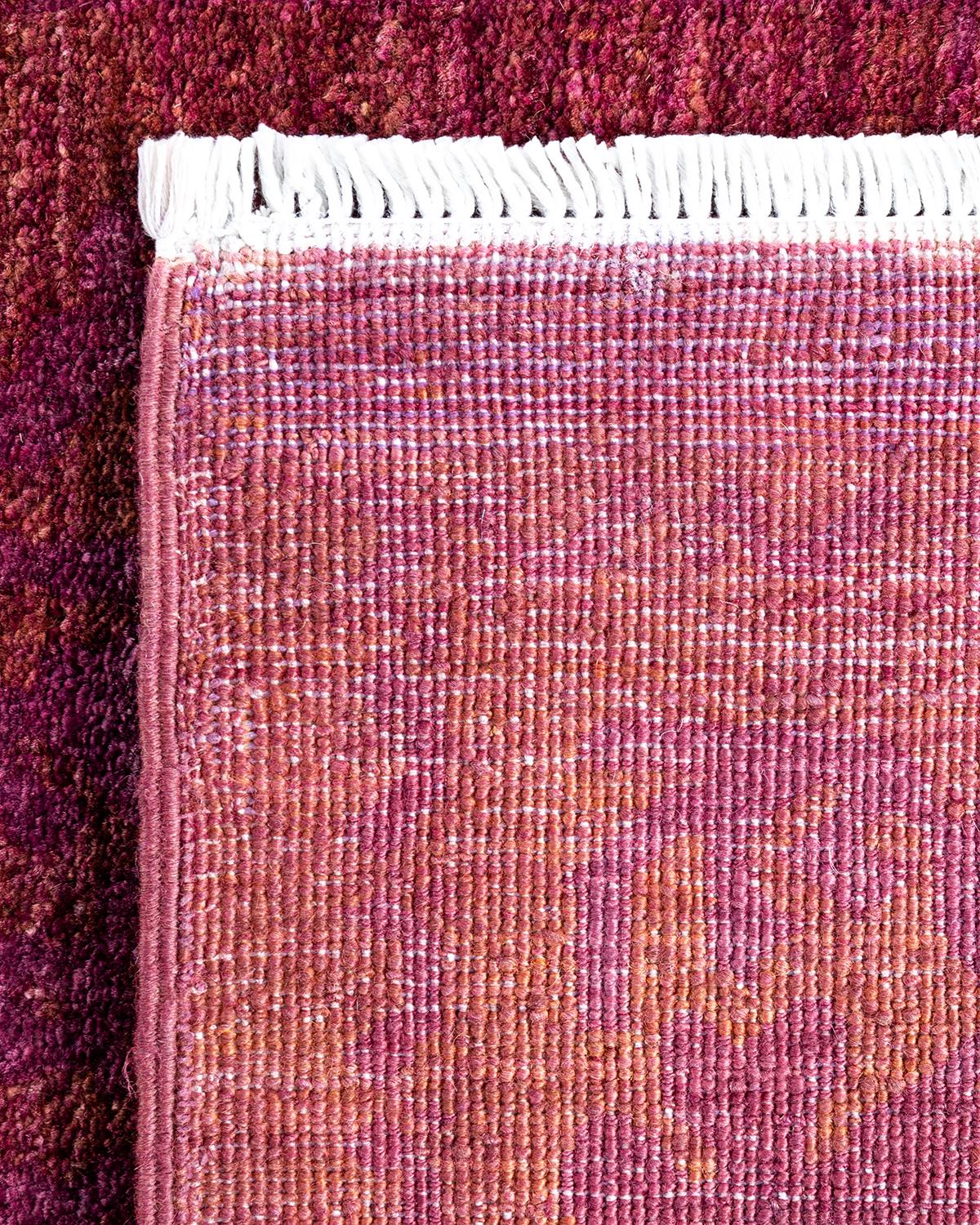 Zeitgenössische Overdyed handgeknüpfte Wolle lila Bereich Teppich 3' 2