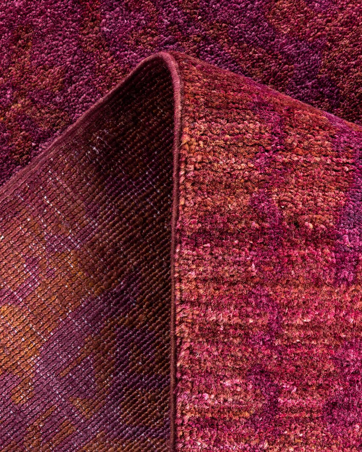 Zeitgenössische Overdyed handgeknüpfte Wolle lila Bereich Teppich 3' 2