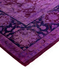 Contemporary Overdyed Hand Knotted Wool Purple Area Rug 6' 0" x 8' 10"
