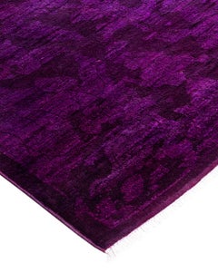 Contemporary Overdyed Hand Knotted Wool Purple Area Rug 6' 3" x 9' 4"