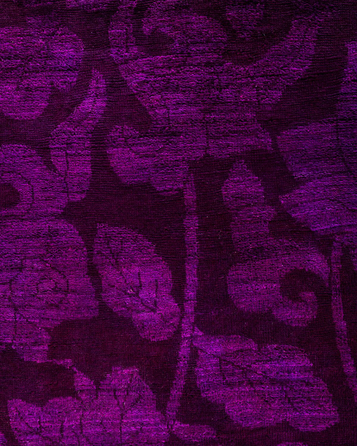 Zeitgenössische Overdyed handgeknüpfte Wolle lila Bereich Teppich 6' 3