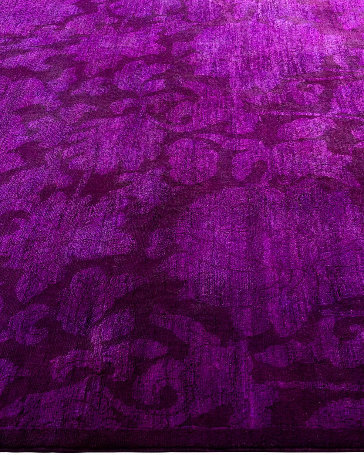 Zeitgenössische Overdyed handgeknüpfte Wolle lila Bereich Teppich 6' 3