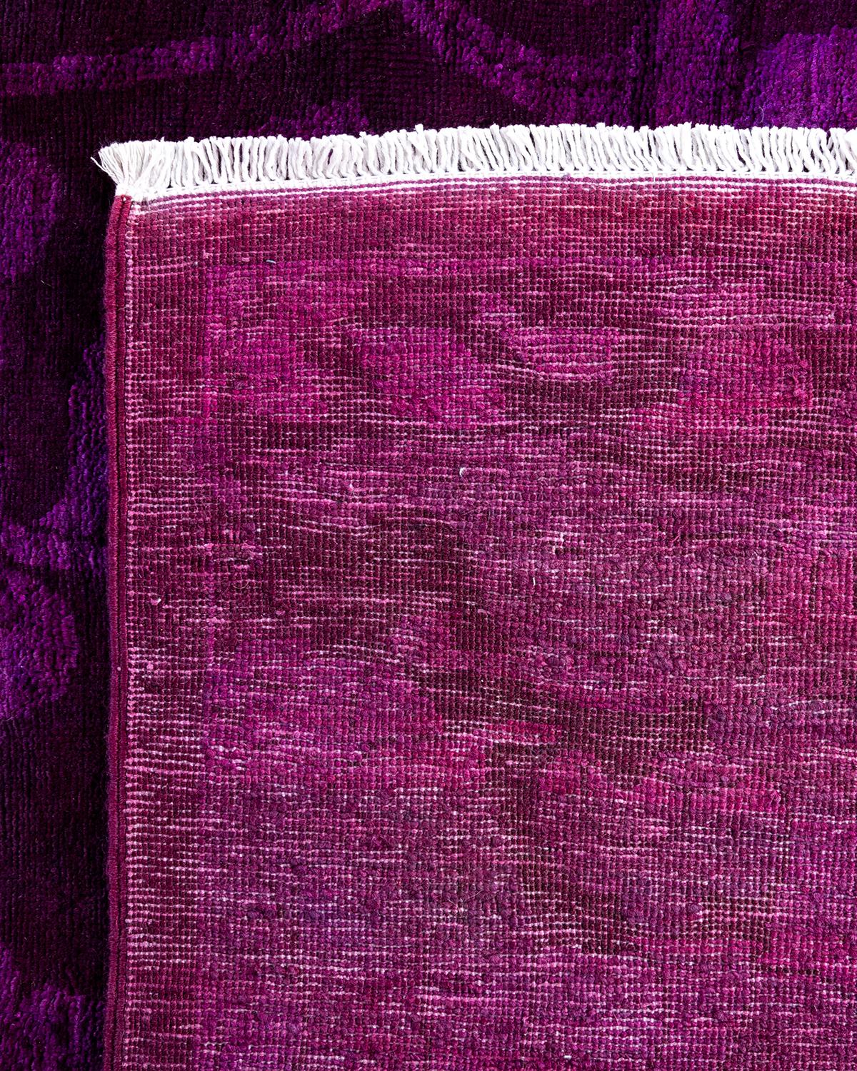 Zeitgenössische Overdyed handgeknüpfte Wolle lila Bereich Teppich 6' 3