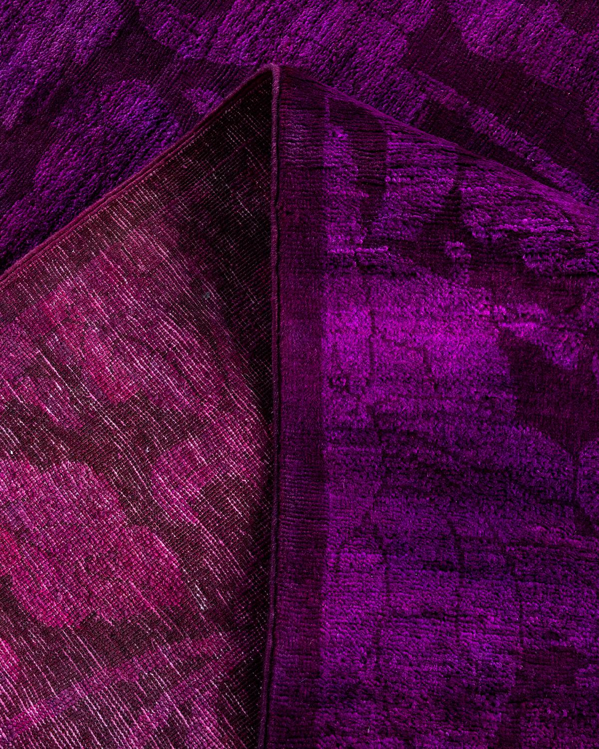 Zeitgenössische Overdyed handgeknüpfte Wolle lila Bereich Teppich 6' 3