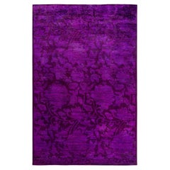 Contemporary Overdyed Hand Knotted Wool Purple Area Rug 6' 3" x 9' 4"