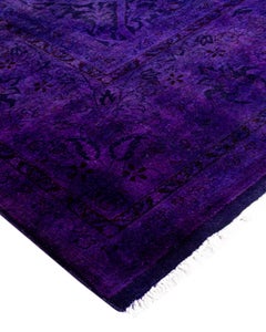 Contemporary Overdyed Hand Knotted Wool Purple Area Rug 8' 1" x 10' 0"