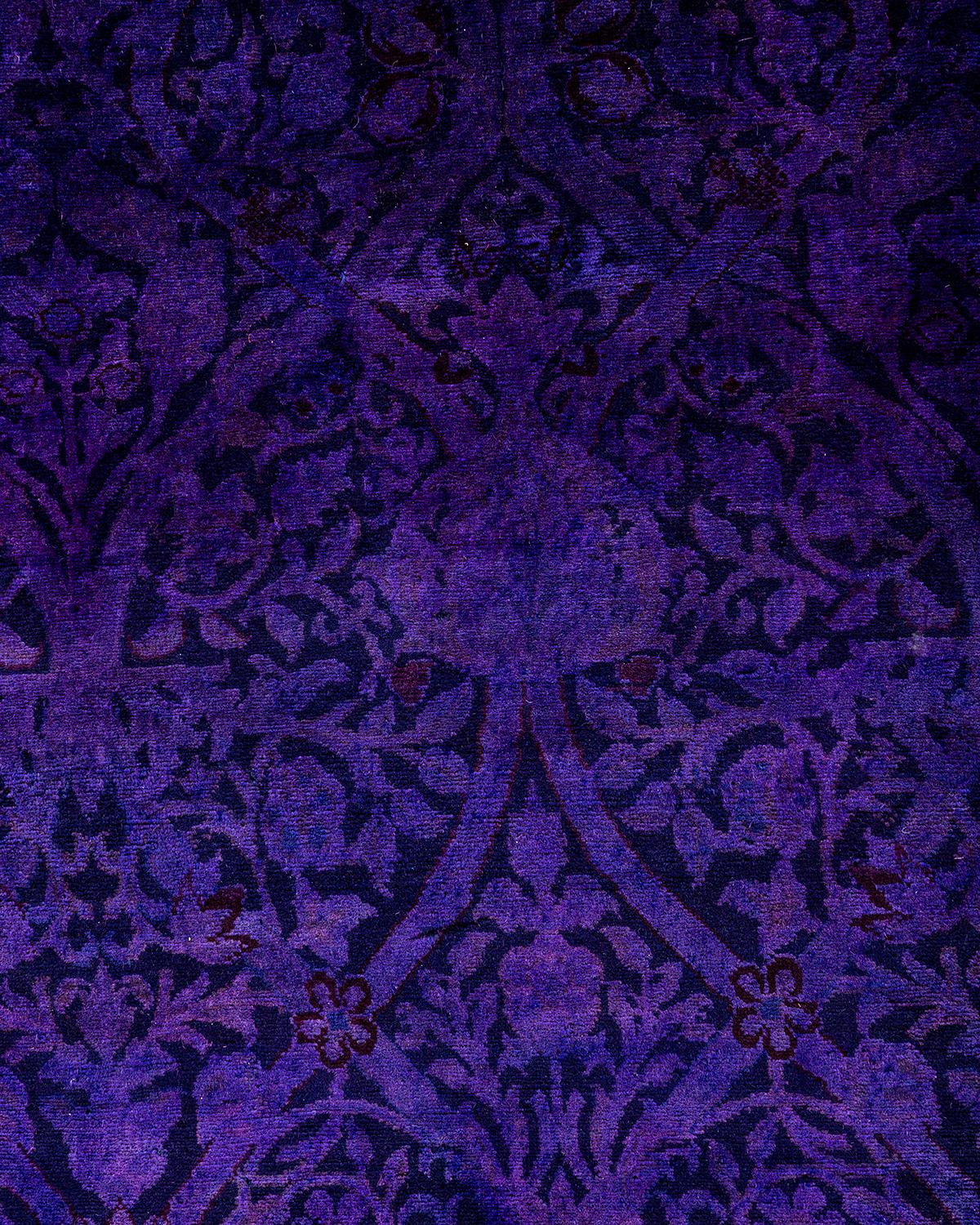Zeitgenössische Overdyed handgeknüpfte Wolle lila Bereich Teppich 8' 1