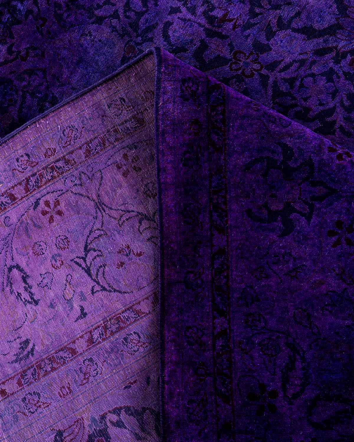 Zeitgenössische Overdyed handgeknüpfte Wolle lila Bereich Teppich 8' 1