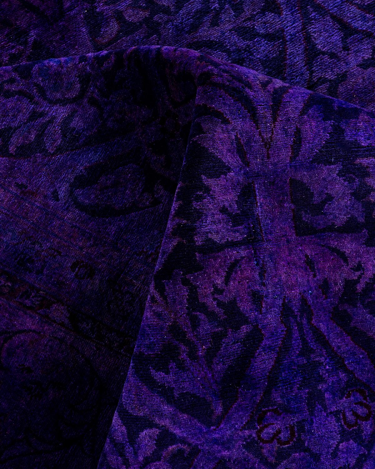 Zeitgenössische Overdyed handgeknüpfte Wolle lila Bereich Teppich 8' 1