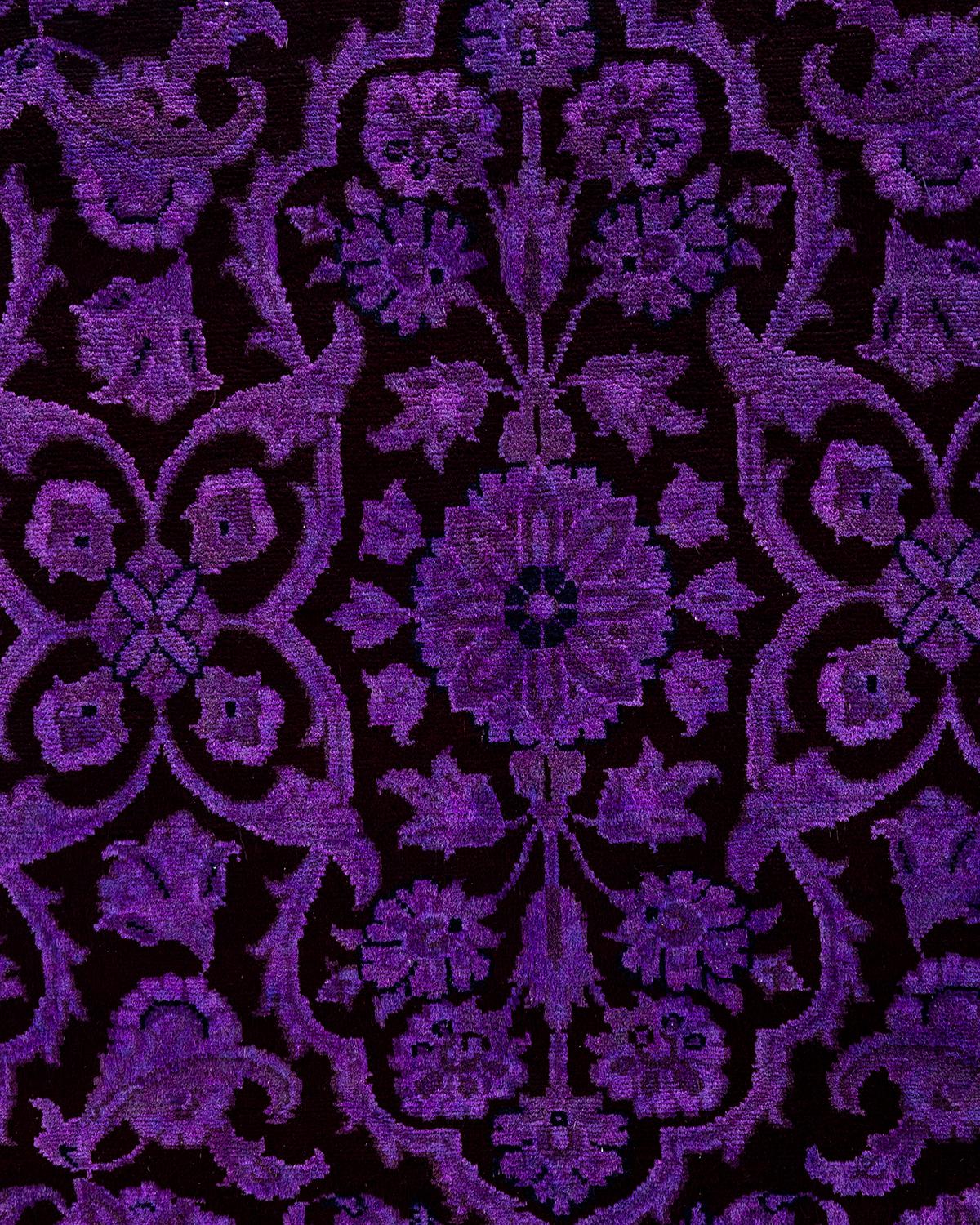 Zeitgenössische Overdyed handgeknüpfte Wolle lila Bereich Teppich 8' 1