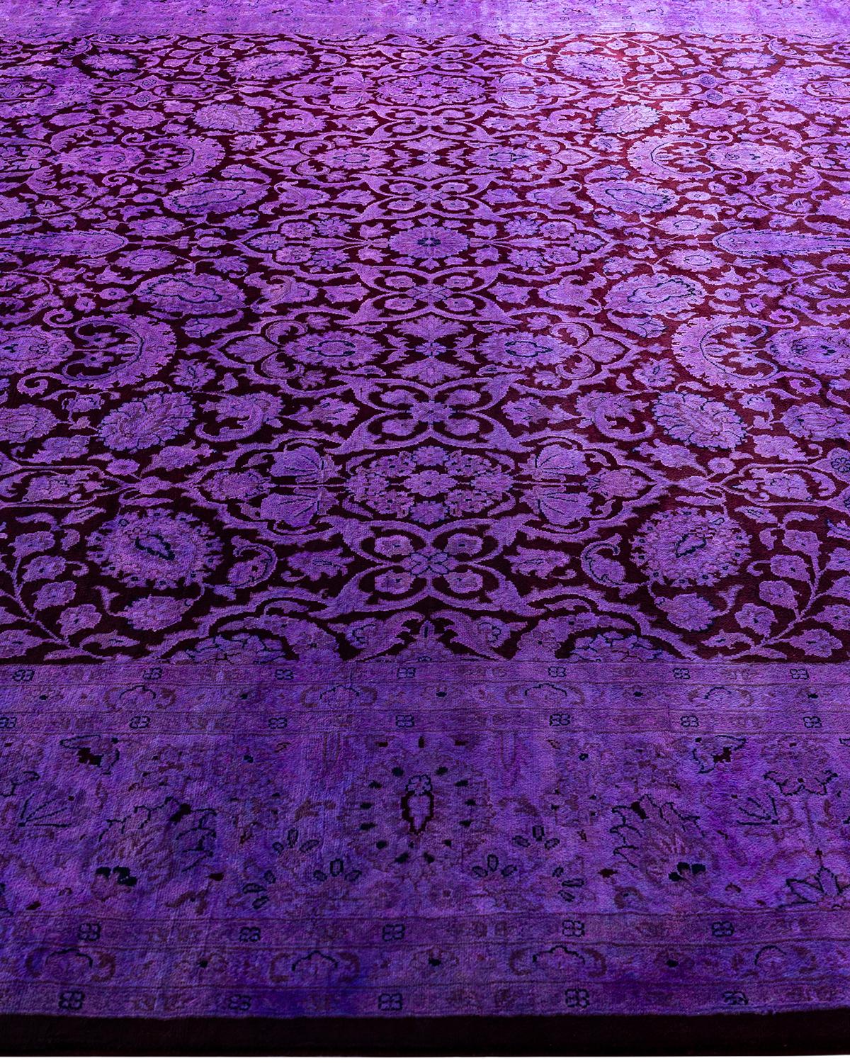 Zeitgenössische Overdyed handgeknüpfte Wolle lila Bereich Teppich 8' 1