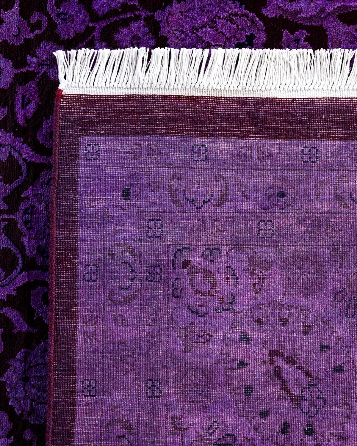 Zeitgenössische Overdyed handgeknüpfte Wolle lila Bereich Teppich 8' 1