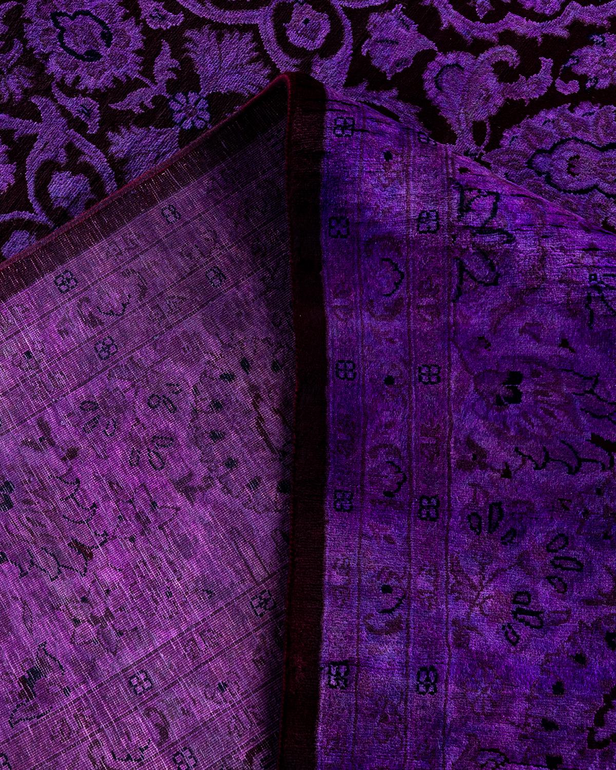 Zeitgenössische Overdyed handgeknüpfte Wolle lila Bereich Teppich 8' 1