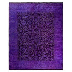 Contemporary Overdyed Hand Knotted Wool Purple Area Rug 8' 1" x 10' 1"