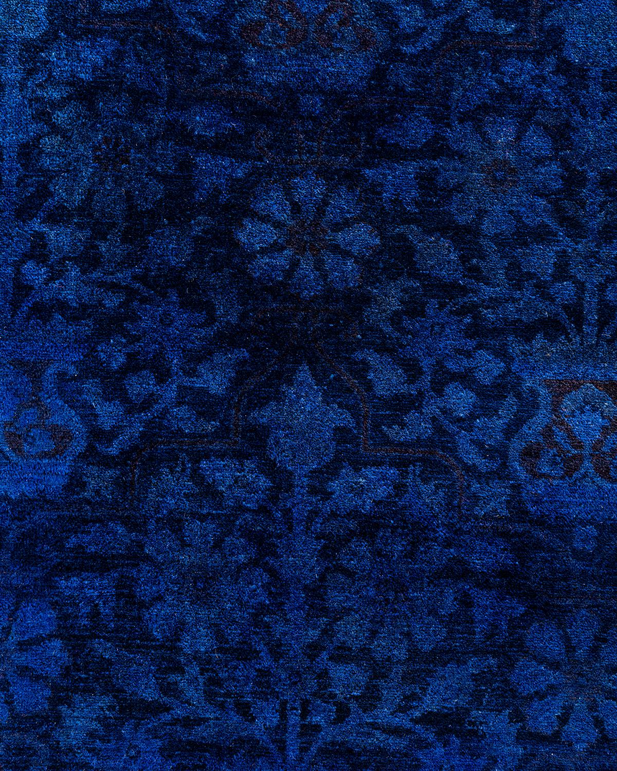 Pakistani Contemporary Overdyed Hand Knotted Wool Purple Area Rug 8' 2