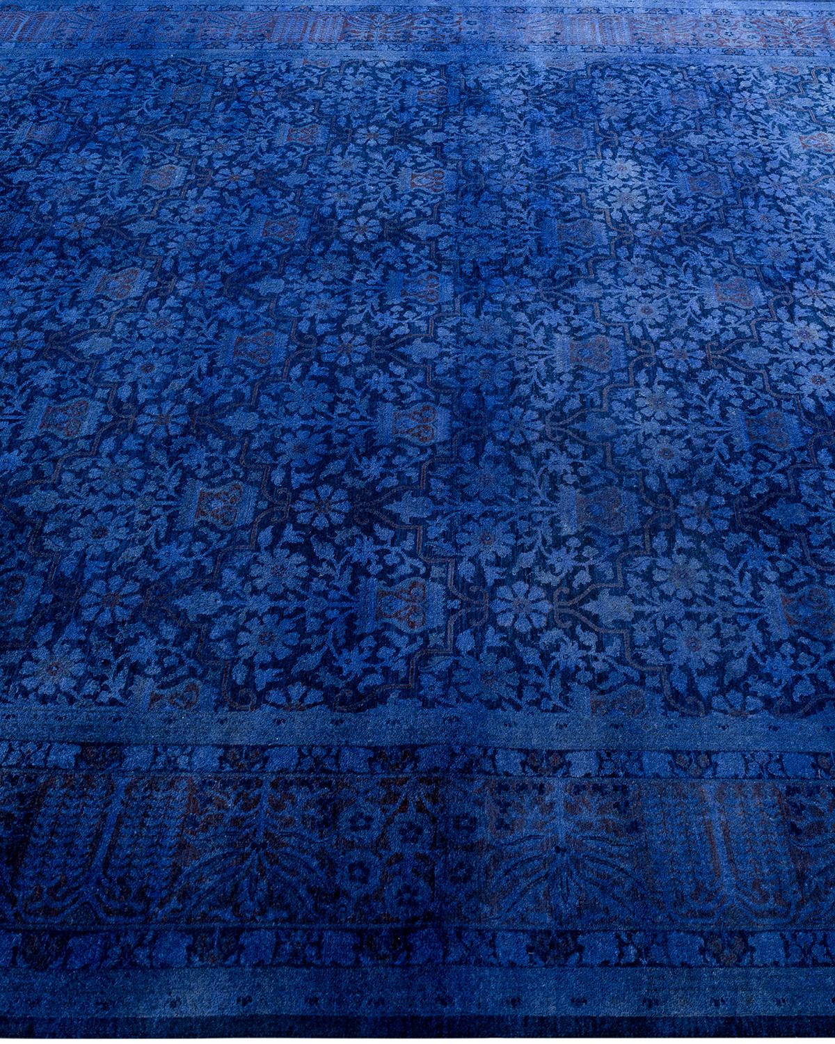 Contemporary Overdyed Hand Knotted Wool Purple Area Rug 8' 2